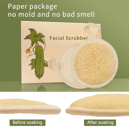 Natural Loofah Face Scrubber (4Pack),Exfoliating Facial Scrub Pads Made from Organic Luffa for Women and Men