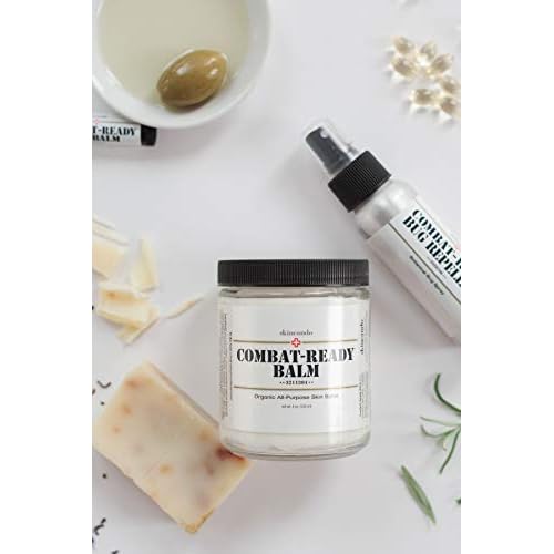 Combat Ready Skin Balm 8oz by Skincando ? All Natural - Intensive Moisturizer ? Skin Cream - Organic ingredients ? Apricot Kernel Oil ? Grapefruit Seed Extract ? Black Spruce - Black tea Moisturizer