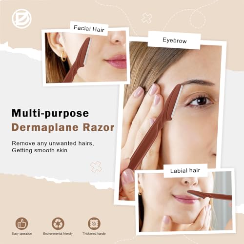 D Dermaplane Razor for Women Face - 6PCS Face Razors for Women - Eyebrow Razor with Precision Cover - Face Shaver for Men - Facial Hair Removal for Men - Neutral