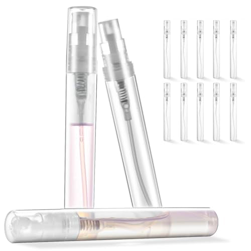 Mini Perfume Sample Bottles, 10 Pack 5 ml Plastic Small Perfume Spray Bottle, Fine Mist, Portable Perfume Travel Refillable Bottle, 2025 Upgraded atomizer sprayer for perfume, Clear