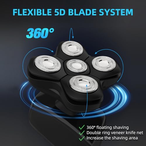 Freedom Grooming Bald Head Shaver Replacement Blades - Premium 5 Blade Shaver Heads for Bald Men, 3 Cleaning Brush, 3 Pack