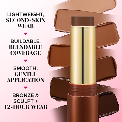 Too Faced Chocolate Soleil Melting Bronzing & Sculpting Stick | Multi-Use, Contour + Cream Bronzer Stick | Lightweight, Satin-Finish with Buildable Coverage, 0.28 Ounce
