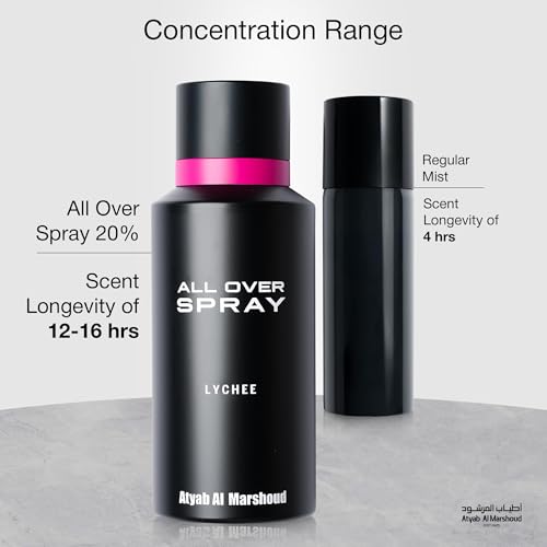 ATYAB AL MARSHOUD Lychee All Over Perfume Body Spray (125mL) - Unisex, Luxurious, Long-Lasting (Up to 24 Hours), Versatile Body Mist Fragrance for Men and Women
