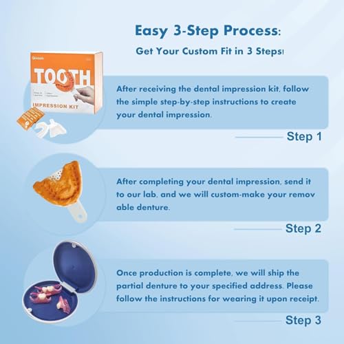 Partial Dentures - Custom Removable Personalized Tooth Replacement Set for Missing Teeth & Gap (2 Teeth)