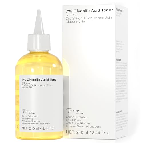 Glycolic Acid 7% Exfoliating Toner: Glycolic Acid Toner Gently Exfoliates 240ml - Toning Solution Reduces Skin Blemishes