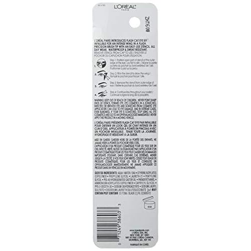 L'Oreal Paris Makeup Infallible Flash Cat Eye Waterproof Liquid Eyeliner, Black, 0.44 oz.