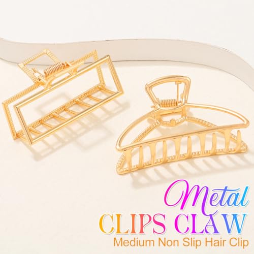 CAKURE Gold Claw Clips Metal Medium Claw Hair Clips Geometric Hair Claws Hair Accessories for Women