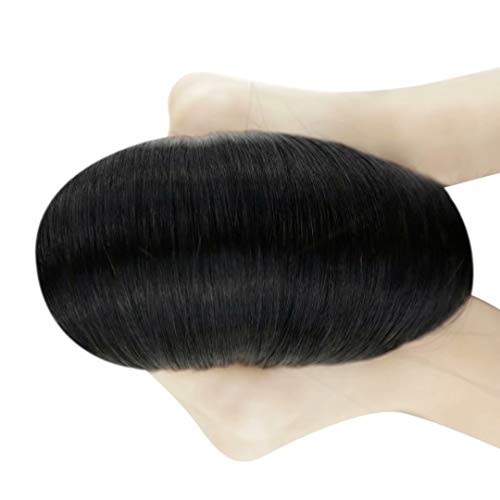 LaaVoo Microlink Hair Extensions Human Hair Black Micro Beads Hair Extensions 20 Inch Jet Black Real Human Hair 50g 50s