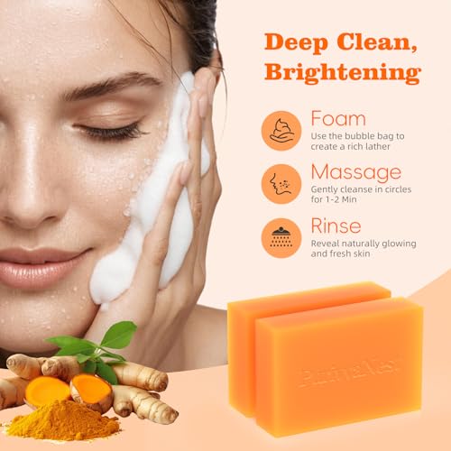 Turmeric Soap Bar Dark Spot Kojic Acid soap Remover for face and body Even Skin Tone, Moisturizing & Nourishing Natural Ingredients£¨2Pack£©