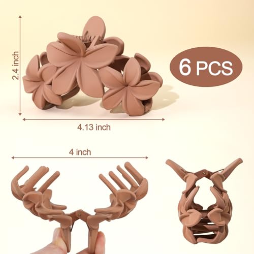 Large Flower Hair Clips for Women, Flower Hair Claw Clips for Thick Hair, Nonslip Hawaiian Hair clips, Cute Jaw Clips, Hair Accessories (yellow, pink, green, black, dark brown)