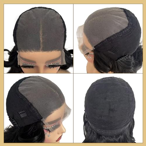 Big 70's Black wig :Farrah Fawcett Wig for women,Lace closure 5X5 HD Lace Front Vintage Costume Halloween Party Costume Wig (Black)