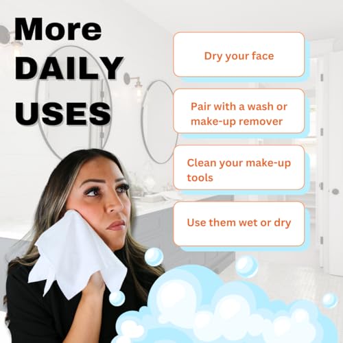50 Pack Large Disposable Face Towels, Facial Wipes, Super Soft and Thick Shaving Face Towels XL, Daily Makeup Remover Tissues, Dry Clean Cloths for Sensitive Skin, 10"¡¿12"