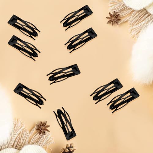 ELANE 20 Pcs Metal Snap Hair Clips for Women, Double Grip Barrettes for Thick Fine Hair, Small Black Clips for Girls