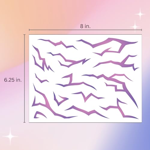 UV Glow Pattern Temporary Tattoos | Purple Demon Energy Pattern | Blacklight Activated Neon Blue | Hunter Cosplay | Fake Tat Stickers | Music Festivals, Kpop RPD, Rave Accessories, Halloween