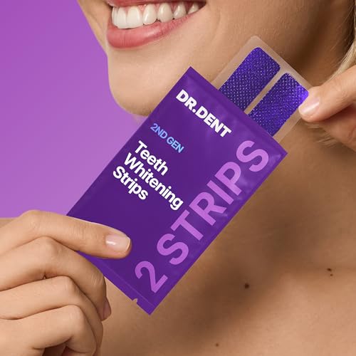 DRDENT Purple Teeth Whitening Strips 21 Treatments - Safe for Enamel - Non Sensitive Teeth Whitening - Whitening Without Any Harm - Pack of 42