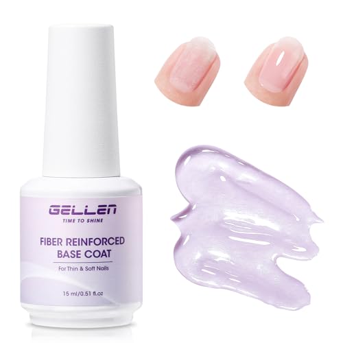 GELLEN Fiber Glass Base Gel Polish, 0.51 Fl.oz Clear Nail Strengthener for Repair Broken Damaged Thin Weak Nails, Professional Soak Off UV Base Coat Salon Home