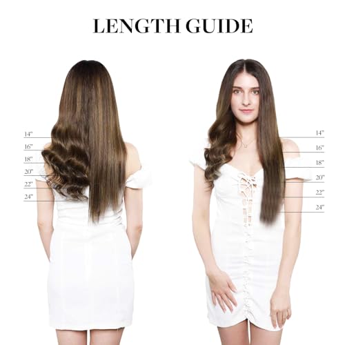 DOORES Sew in Hair Extensions Real Human Hair, Balayage Dark Brown to Chestnut Brown 24 Inch 120g Weave Remy Extensions Full Head Long Straight