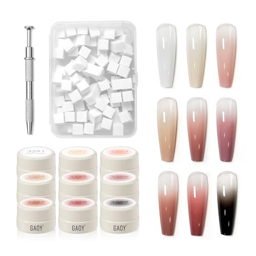 GAOY Patting Gel Nail Polish Kit, 9 Colors UV LED Ombre Painting Gel with Sponges, Soak Off Pigmented Colors, Beginner Friendly Gradient & Aura Nail Art Set for Home & Salon Use, Rose Garden