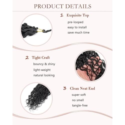 New Goddess Locs Crochet Hair 30inch Long River Faux Locs Braids with Curly End Long Boho Hippie Locs Style Synthetic Hair Extensions (30" 6Packs 1B#)