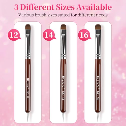 BQAN French Tip Brush Acrylic Nail Brush French Tip Clean up Brush 2 Way Nail Art Brushes with Dotting Tool for Nails Art Design Salon & Home Use (16#)
