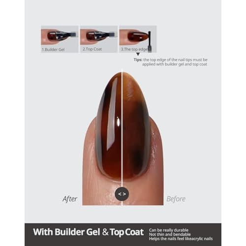 BTArtboxnails SOFTCOATTIPS Press On Nails - Tortoiseshell Almond Press On Nails Short, 96Pcs Salon Quality Soak Off Soft Gel Nail Tips in 16 Sizes