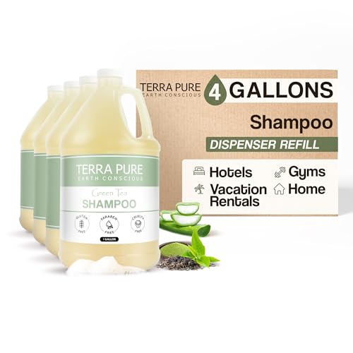 Terra Pure Hotel Shampoo | Four Gallons | Designed to Refill Soap Dispensers (Set of 4)