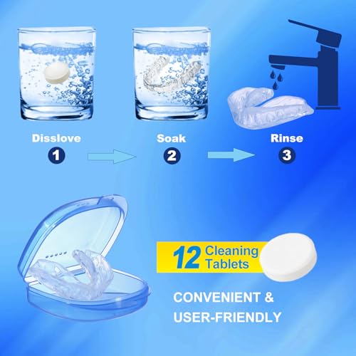 Mouth Guard for Grinding Teeth at Night, Night Guards for Teeth Grinding, Mouthguards for Grinding of Teeth, Mouth Guard for Clenching Teeth at Night with 12 Cleaning Tablets