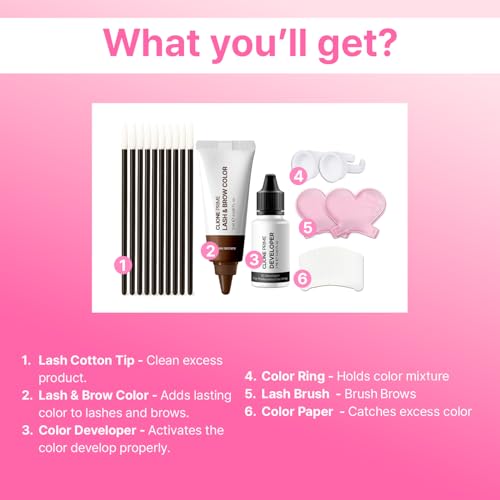 Korean Eye Brow Tint Kit - Eye Lash Tint Kit Brow Color for Eyebrows Lash Tint Dark Brown