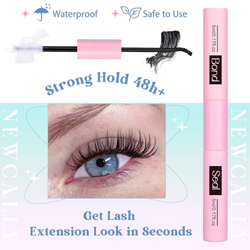 Lash Clusters Kit Wispy Natural Cluster Eyelash Extension Kit DIY Lash Extension Kit C-curly 10-16MM Eyelash Clusters Volume Individual Lashes Kit by Newcally