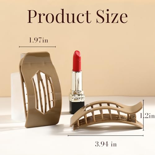 8 Pack Flat Hair Clips for Women ? Glossy Neutral No-Slip Flat Claw Clips for Thick & Thin Hair, Large Strong Hold Square Rectangle Hair Accessories for Work & Stylish Fall Outfits