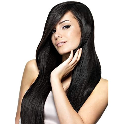 TRESSMATCH 20"-22" Remy (Remi) Human Hair Clip in Extensions Off Black (Color #1b) 10 Pieces(pcs) Thick to Ends Full Head Luxury Set [Set weight: 5.7oz/160grams] ¡¦