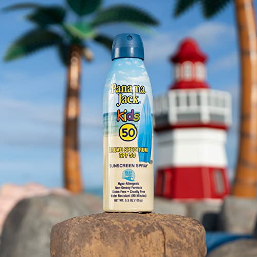 Panama Jack Kids Sunscreen Spray - SPF 50, Broad Spectrum UVA/UVB Protection, Hypo-Allergenic, PABA, Paraben, Gluten & Cruelty Free, Water Resistant (80 Minutes), 5.5 OZ (Pack of 6)