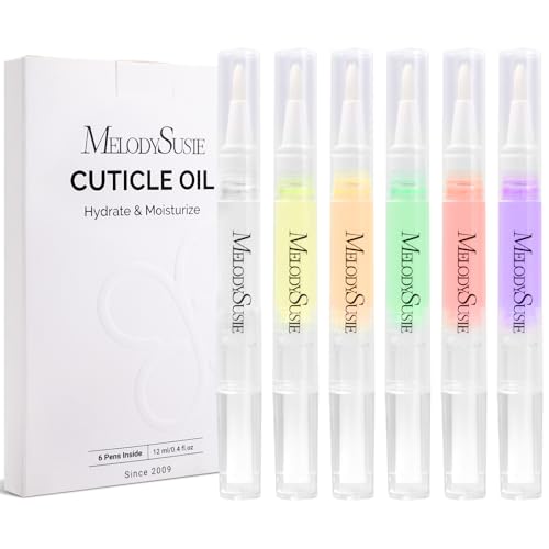 MelodySusie 6Pcs Cuticle Oil Pen Set,Nail Moisturizing Cuticle Oil Enriched with Vitamin E,Softens and Repairs Cuticles,Nail Strengthener,Protects Damaged Skin,Thin Nails,for Home and Salon Use