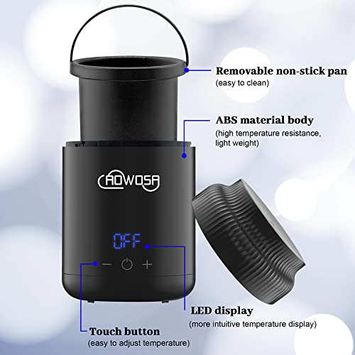 Mini Wax Pot Warmer for Hair Removal, Professional Portable Digital Wax Heater Machine for Facial Body SPA Salon, with 200ml Non-stick Pot, ¡É/¢µ Switchable Display, 100 Brow Sticks