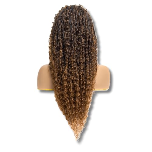 PIB Single Full Lace Braid Wig ? Micro Water Wave Box Braided Wigs, Knotless Braided Wigs for Black Women, Curly Hair Wig (#1B30 Off Black and Brown, 26")