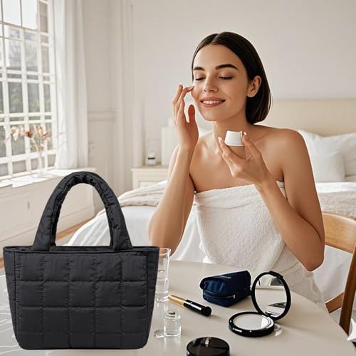 CAMTOP Makeup Bag Women Girls Cosmetic Bags Travel Toiletry Purse Zipper Pouch (Black)