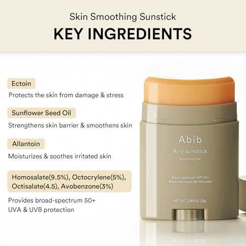 Abib Airy Sunstick Protection Bar DUO Broad Spectrum SPF50+ 1.62 oz / 46 g (Semi-matte) | Korean Suncreen Stick Suncare Sunblock, No Whitecast, Protector Solar Barra, Water resistant