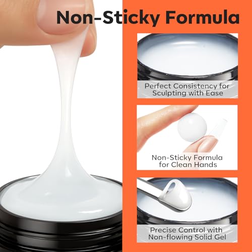 modelones 3D Sculpting Gel, Milky White Solid Nail Builder Hard Gel for Nail Art Molding & Extensions for Chrome Powder, Nails Glitter Polish Home DIY Manicure, U V Lamp Needed