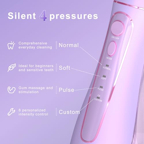 Oralfree Water Dental flosser Teeth Picks - Braces Cordless Oral Irrigator Portable Rechargeable Travel Irrigation Cleaner IPX7 Waterproof Electric Professional Flossing Teeth Cleaning for Home