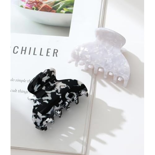2 Pcs Small Medium Hair Claw Clips for Women Tortoise Shell Claw Hair Clips for Thin Fine Medium Thick Hair