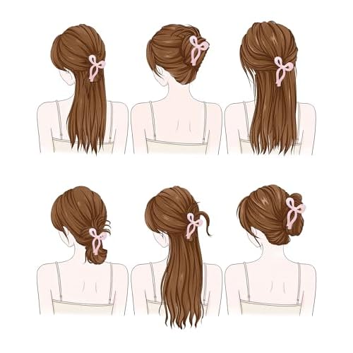Mesovor 4 Pack Elegant Bow Hair Claw Clips, Nonslip 4.3" Large Hair Grip Hairclips for Thin and Thick | Acrylic Hair Strong Hold Hair Jaw Clamps (Mermaid Stripes)