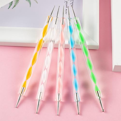 Silicone Sculpture Pen and Dotting Tool 10 Pcs Kit Double End Brushes for Nail Art Salon or at Home