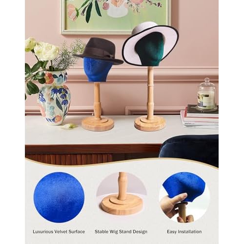 CHADWICK UnPinnable Mannequin Head With Stand 17Inch Height, 21.25 Inch Head circumference Velvet Wig Stand For Styling, Wig Head Stand With Mannequin Head, Hair Mannequin Head That Cannot Be Inserted