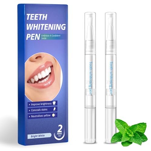 Teeth Whitening Pen, Teeth Whitener Kit Tooth Whitening Pen Gel Effective for Professionally Stain Removal, Painless, Low Sensitivity(Pack of 2)