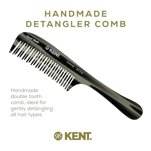 Kent 21T Black Graphite Large Detangling Comb, Wide Teeth for Thick Curly Wavy Hair. Long Hair Detangler Comb For Wet and Dry. Handmade of Quality Cellulose, Saw-Cut Hand Polished, Made in England