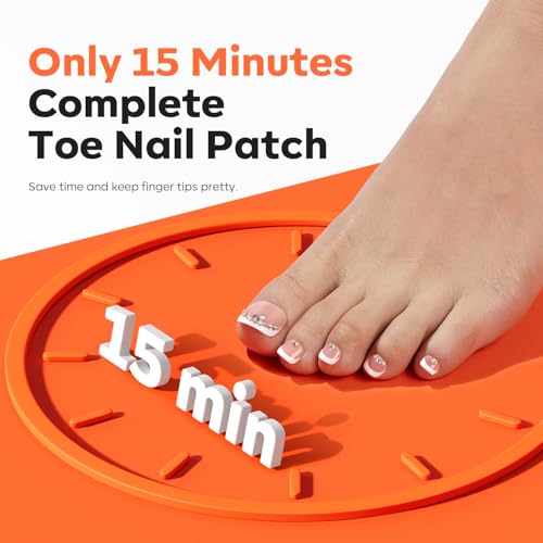 Modelones Toe Nail Tips Short Square Soft Gel Tips Squoval Fake Toe Nails Matte Full Cover Pre-shape Extension Home DIY Salon 240Pcs 15Sizes