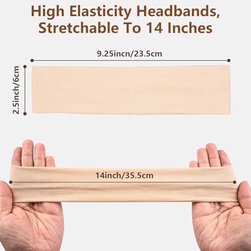 Headbands for Women, 8 PCS Elastic Head Bands for Women's Hair, Premium Workout Headbands for Women Non Slip, Fashion Stretchy Soft Cotton Cloth Fabric Sports Sweat Band for Yoga Running