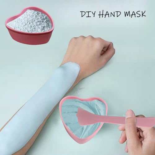 5 Pairs Pink Heart-shaped Plastic Facial Mask Mixing Bowls Set with Spatulas - DIY Skincare Mixing Tool Kit, Mud Masks, Home Salon, and Beauty Salon Use, Face Mask Applicator Tool(5Pcs)