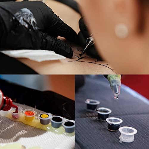 Rayyl 300Pcs Tattoo Ink Caps with 3Pcs Tattoo Ink Cups Holders - Included 100 Small 100 Medium 100 Large Tattoo Ink Caps and 3Pcs Ink Cups Holders for Tattoo Supplies Tattoo Kit¡¦