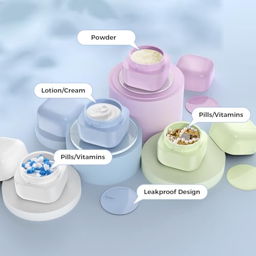 TSA Approved 1oz (30ml) Leak-Proof Travel Containers 4 Pack - Containers for Toiletries with 4 Spoons for Toiletries, Cosmetics, Face, Hand & Body Creams - TSA Compliant Travel Essentials